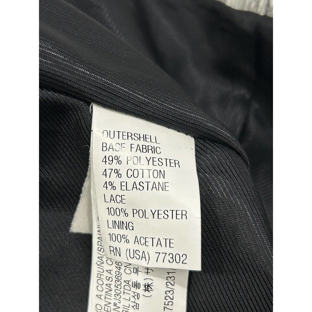 Zara Women’s White Black Floral Lace Sheer Top Upper Neck Zip Up Dress Size L - Picture 6 of 14